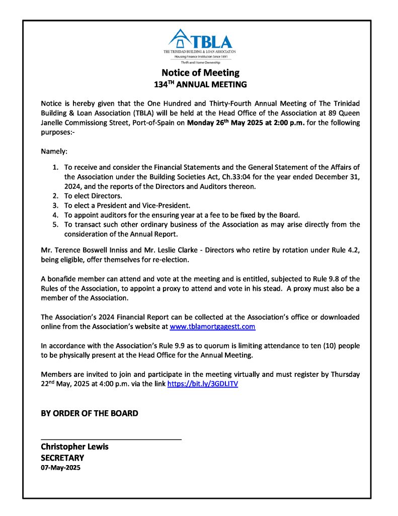 Notice of 134th Annual General Meeting